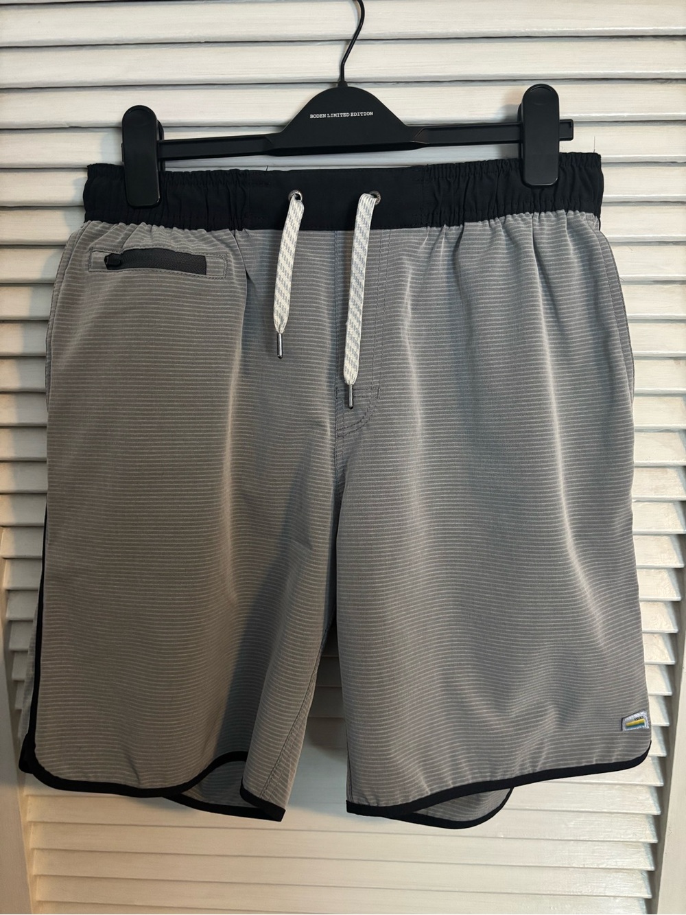 Vuori Banks Grey Athletic Drawstring Shorts with Black Waistband